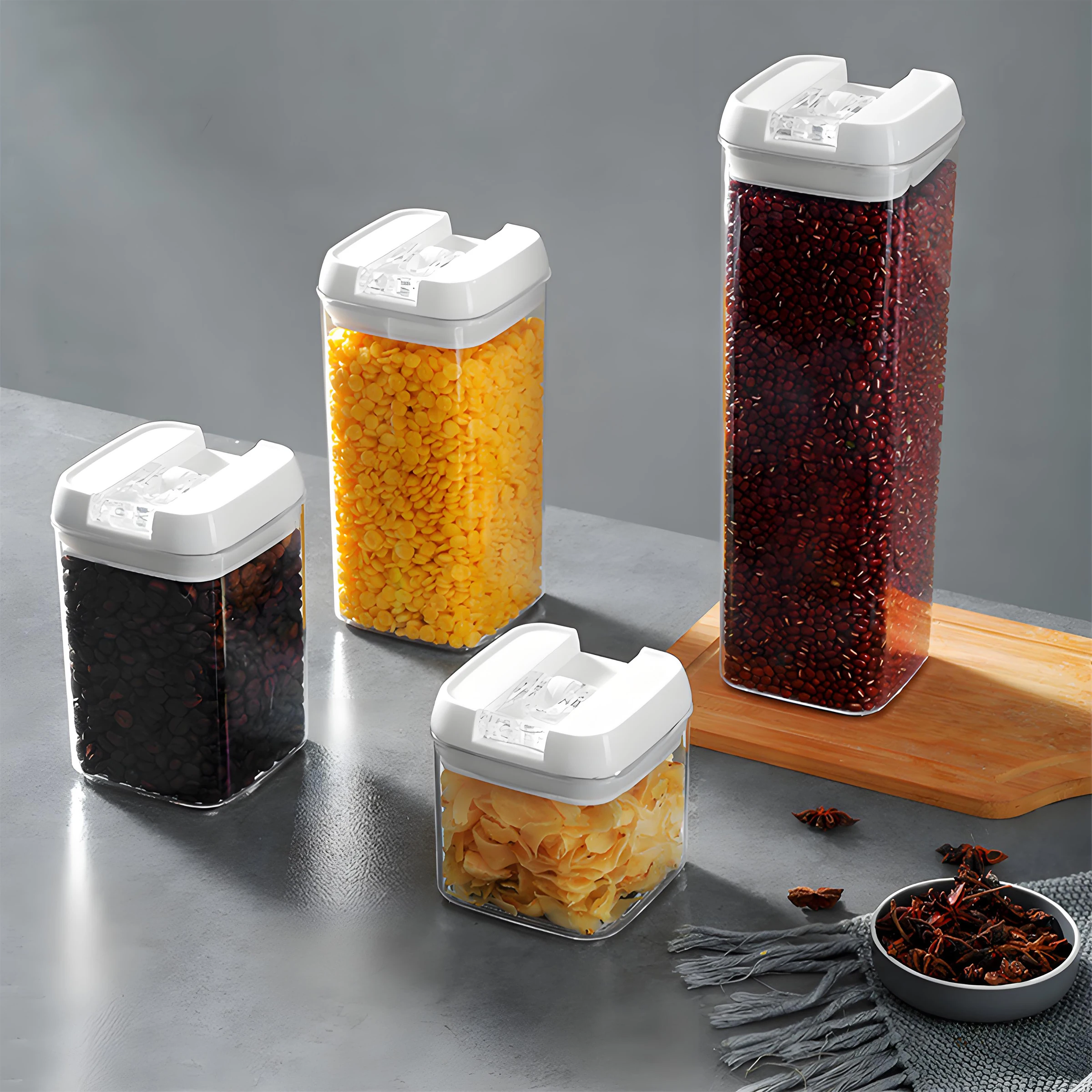 Venda Quente de Recipiente Reutilizável com Tampa de Silicone para Armazenamento de Alimentos Seguro para Micro-ondas Caixas Plásticas para Armazenamento na Cozinha Organização de Grãos para Micro-ondas