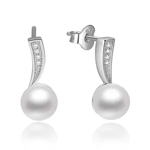 POLIVA Elegant Female Pearl Earring Fresh Water Earrings with 5A Cubic Zirconia Stone Silver 925 Earrings for Women