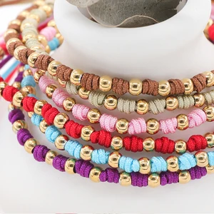 Fashion Simple Retro Boho Natural Stone Rice Gold Beads Woven Bracelet for Women