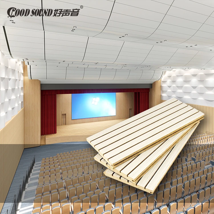 GoodSound Fireproof 3d Model Design Theater Hall Wall Sound Absorbing Mdf Ceiling Acoustic White Wood Panels/Sample Link