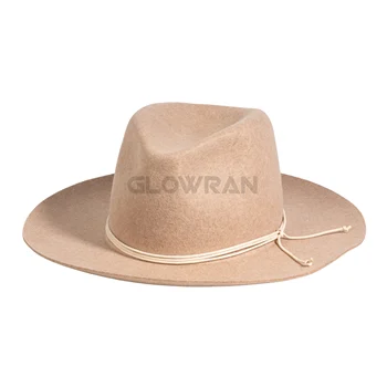 Wholesale Unisex Middle Brim Wool Felt Fedora Hats Ribbon Accessories Outdoor Style