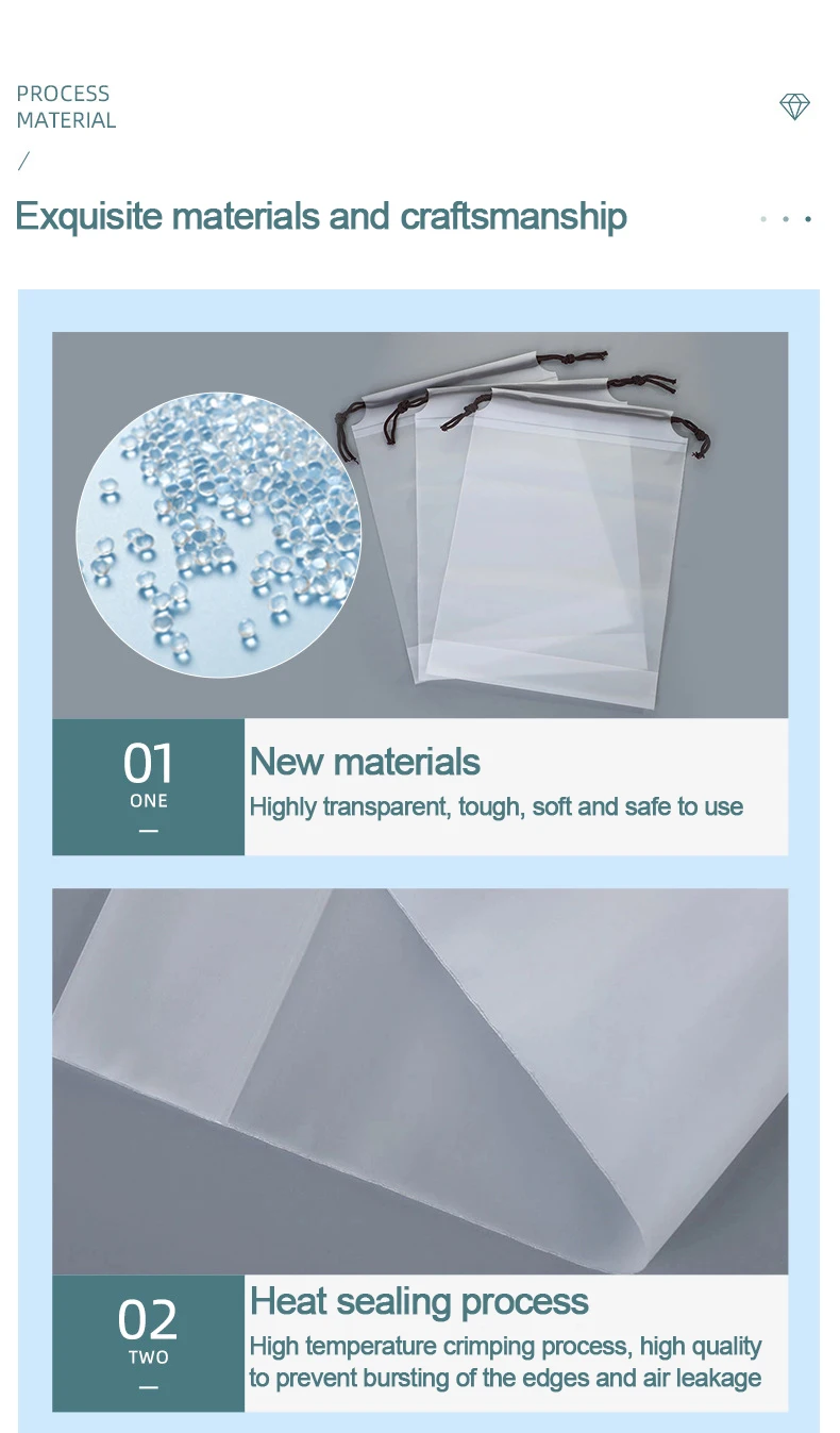 T1 Custom Large Printed Drawstring Bag Plastic Frosted Bags Packaging