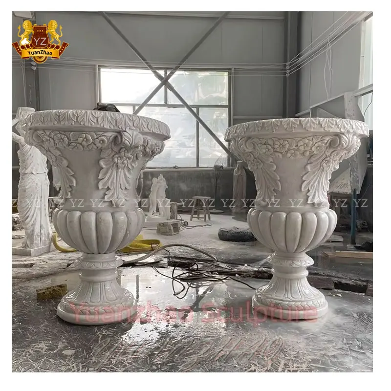 High Modern Western Simple Structure Large Stone Garden Pots High Flower Pot Stand for Outdoor Home Use