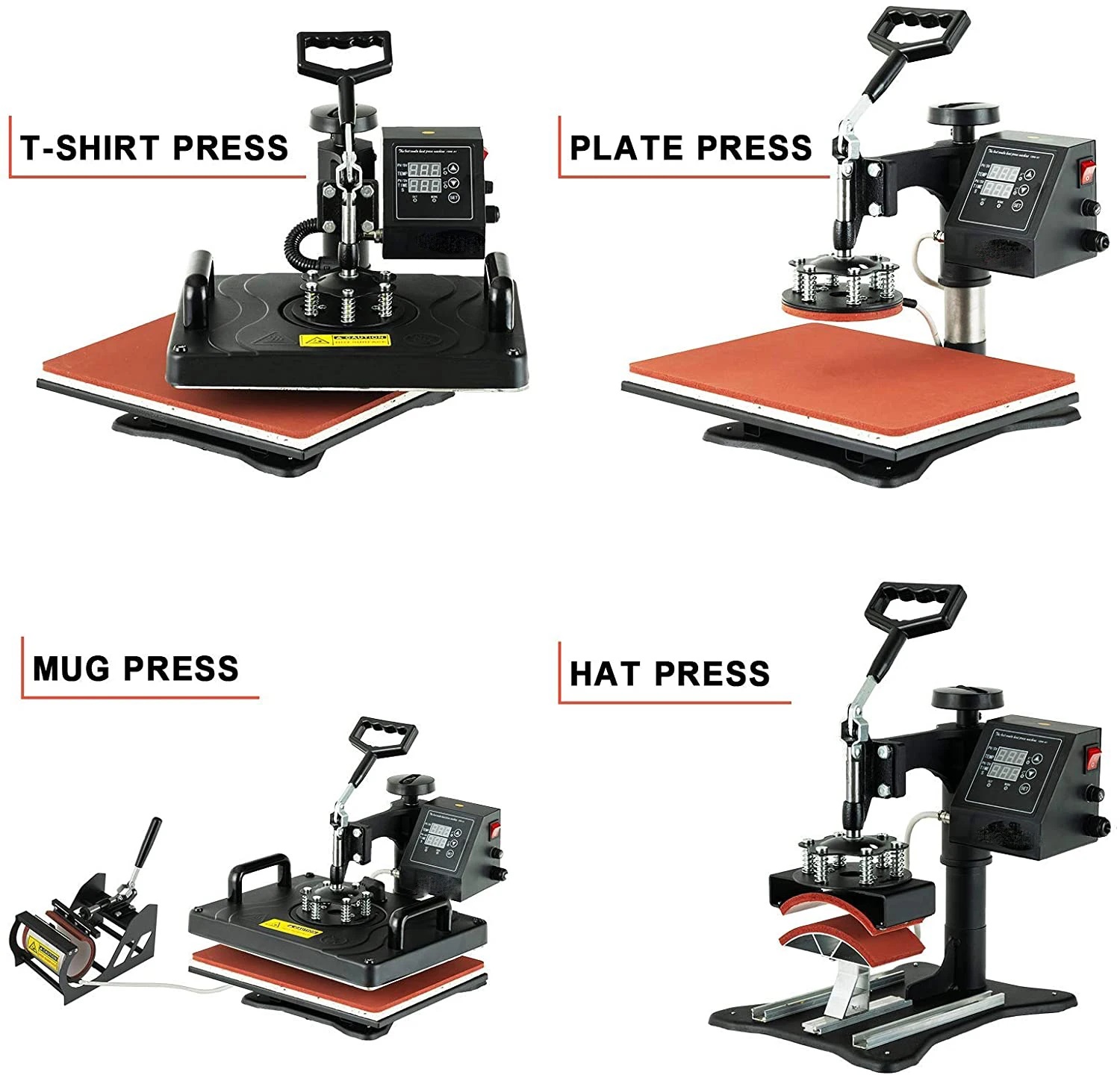 8 in1 Combo heat press machine, Plate / Mug / Cap / TShirt heat