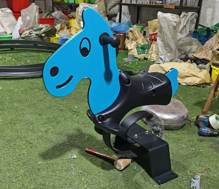High Quality Spring Horse Rider Popular Animal Style Outdoor PE Board Children Rocking Horse Amusement Park Equipment