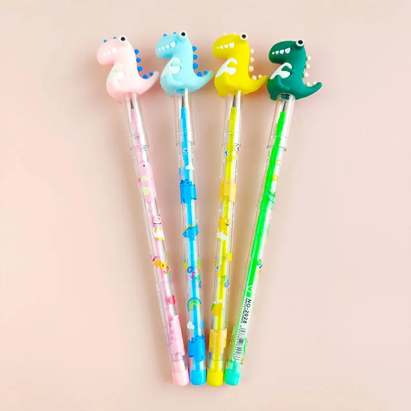 Lápices Estándar de Plástico al por Mayor con Lindo Diseño de Dinosaurio Kawaii de Dibujos Animados para Niños y Escuela
