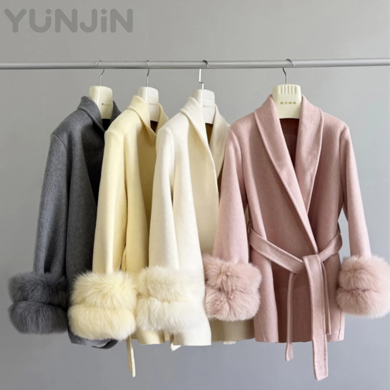 Newest Luxury Women's Double Face Wool Coat Real