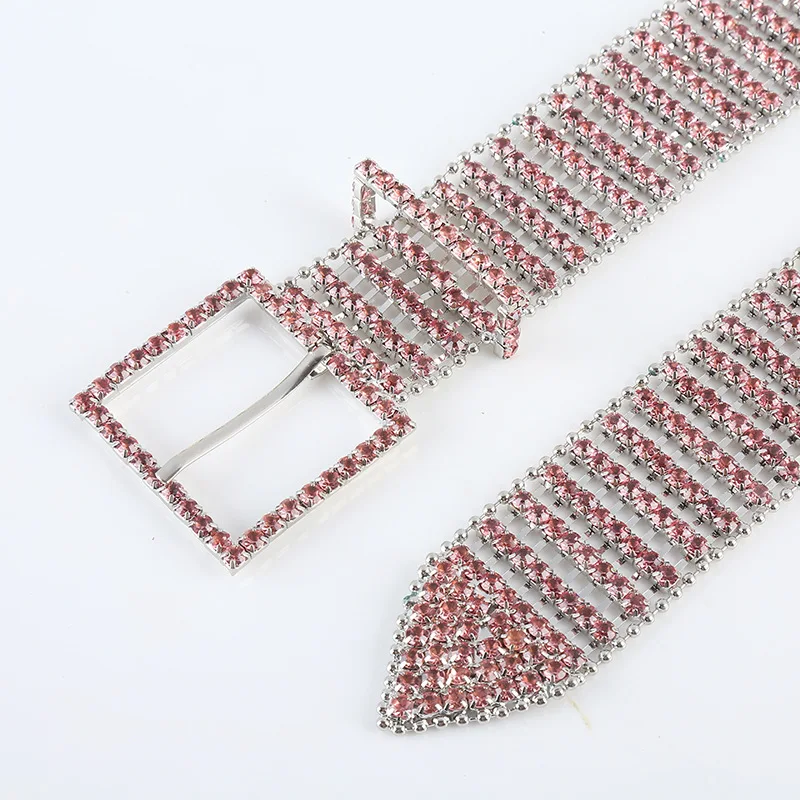 High Quality Inner Width 40mm Customized Fashion Fancy Luxury Rhinestone Diamond Crystal Chain Belt
