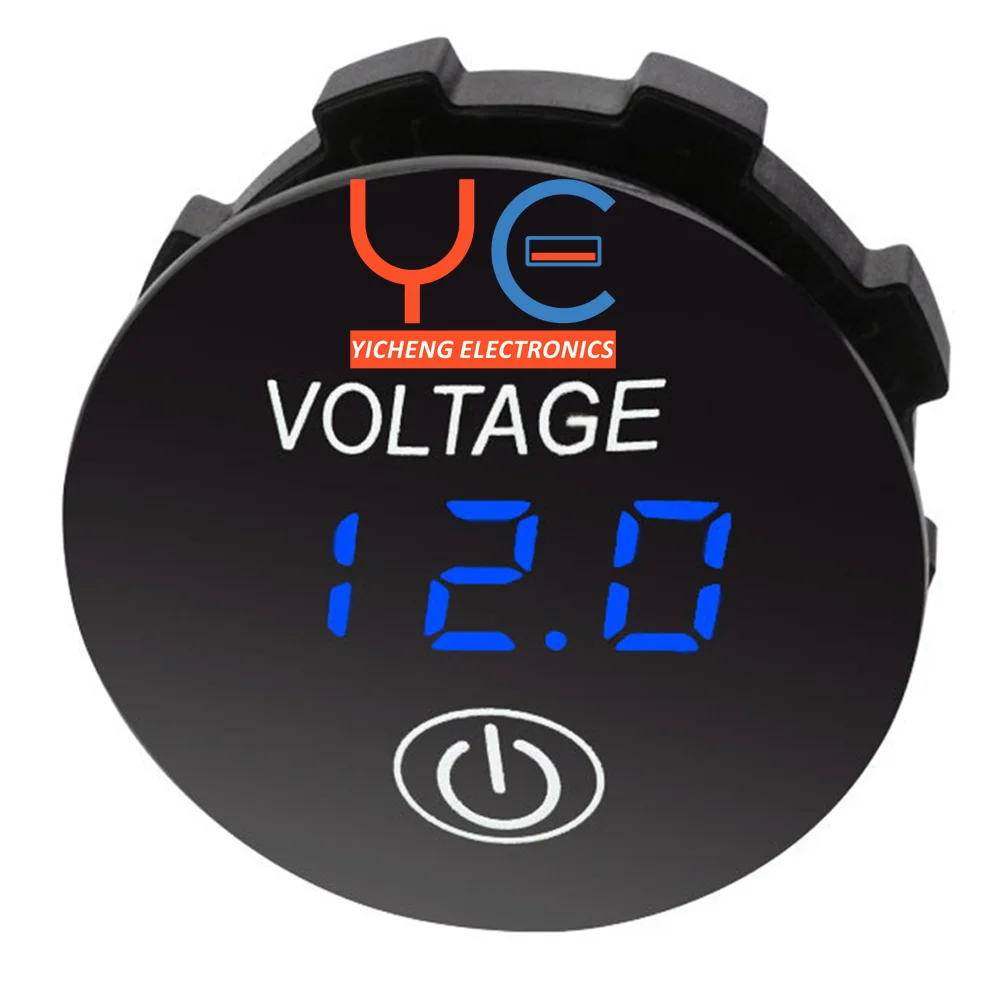 YichengTek A06K 12V 24V DC Battery Mini Voltage Meter Voltmeter Digital with Touch Switch on OFF BUTTON