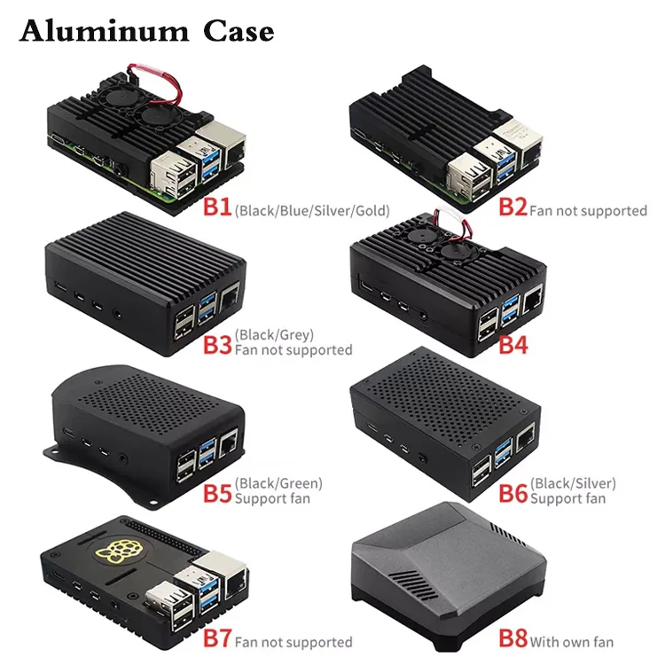 Raspberry Pi 4 Model B 2/4/8GB RAM + Case + Fan + HeatSink + Power Adapter + SD Card +HDM-compatible Cable for raspberry pi 4B