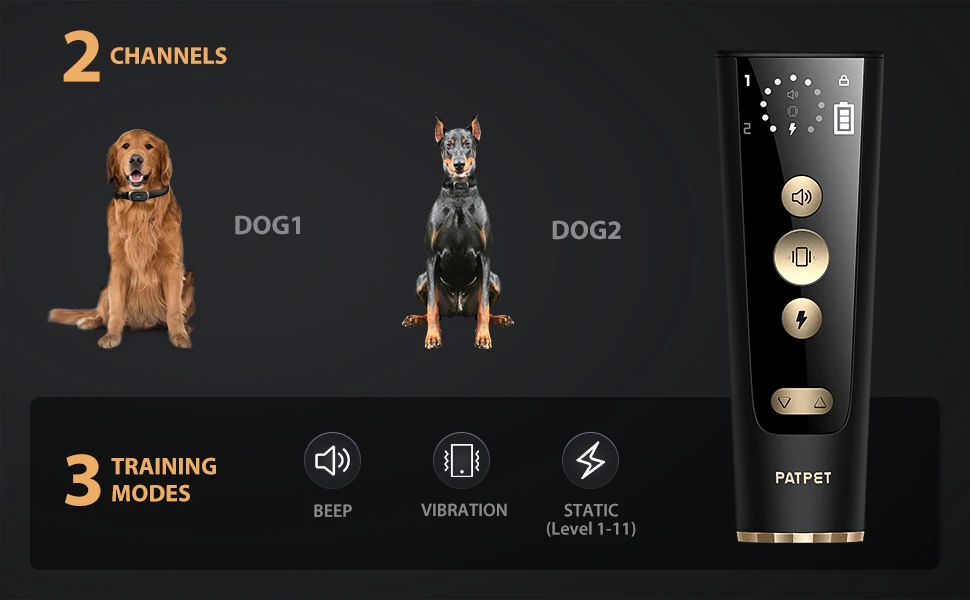 Patpet Dog Training E Collar 3 Safe Training Modes Beep Rechargeable Waterproof Electric Dog