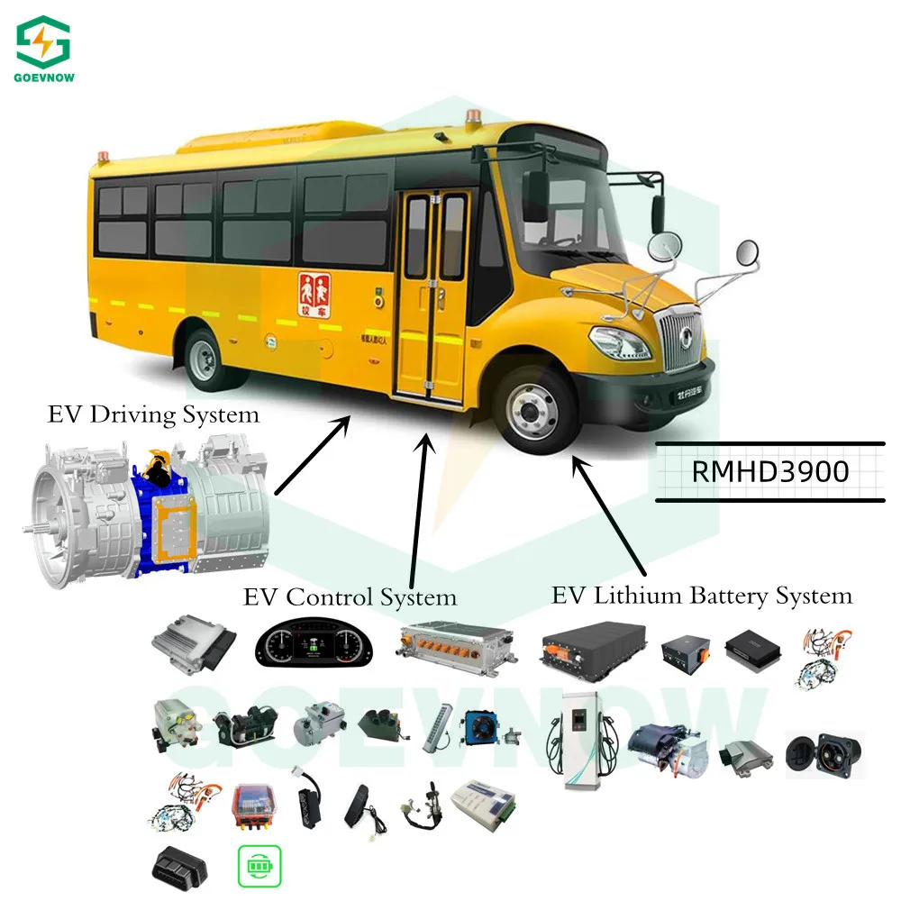 Powerful Electric Car Conversion Kit for 10.5m Bus School RMHD3900 Duel Motor Model with VCU Battery Complete Kit with AC Motor