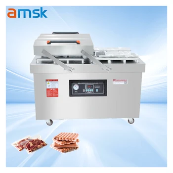 DZ-400 Electric Double Chamber Vacuum Sealing Machine Stainless Steel Flatbed for Supermarket Factory Use Seafood Meat Packing