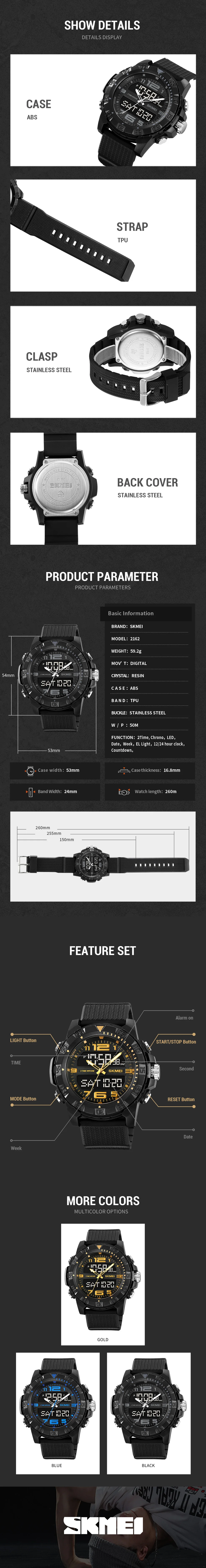 Skmei 2162 Analog Digital Sports watch for men