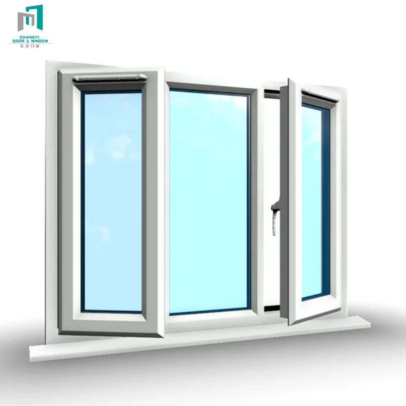 China Brand Modern UPVC/PVC Casement Windows Heat Insulation Glass Window Door Designs for House Hotel Windproof Plastic Frame