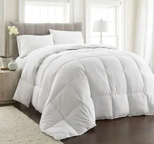 Custom Wholesale Organic Breathable Simple Hotel and Home Bedding Set 100% Polyester Stitching White Duvet