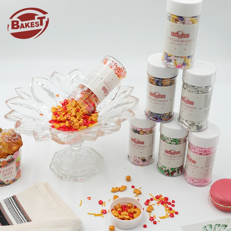 Christmas Sprinkles Edible for Cake Bakery Decoration Matte Sequin Sprinkles Pearls Cakes Glittered Polymer Clay