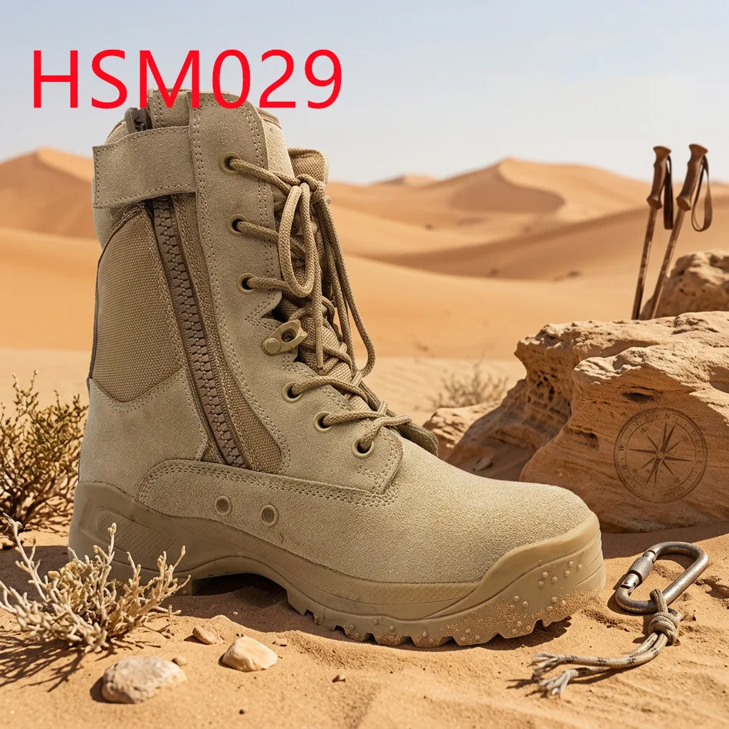 HY,Nasty Conditions Anti-fatigue EVA+rubber Sole Hua Singh Combat Boots Marching Boots with Card Knife Wallet Pocket HSM029