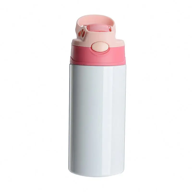 Wholesale 12oz Sublimation Kids Tumbler White Blank Sippy Cup With Straw Stainless Steel Water Bottle For Children Birthday Gift_voghion.com