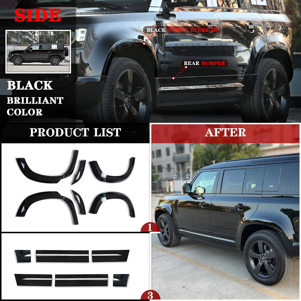 All Glossy Black Car Accessories Body Parts Front Bumper for Land Rover Defender Bodykit