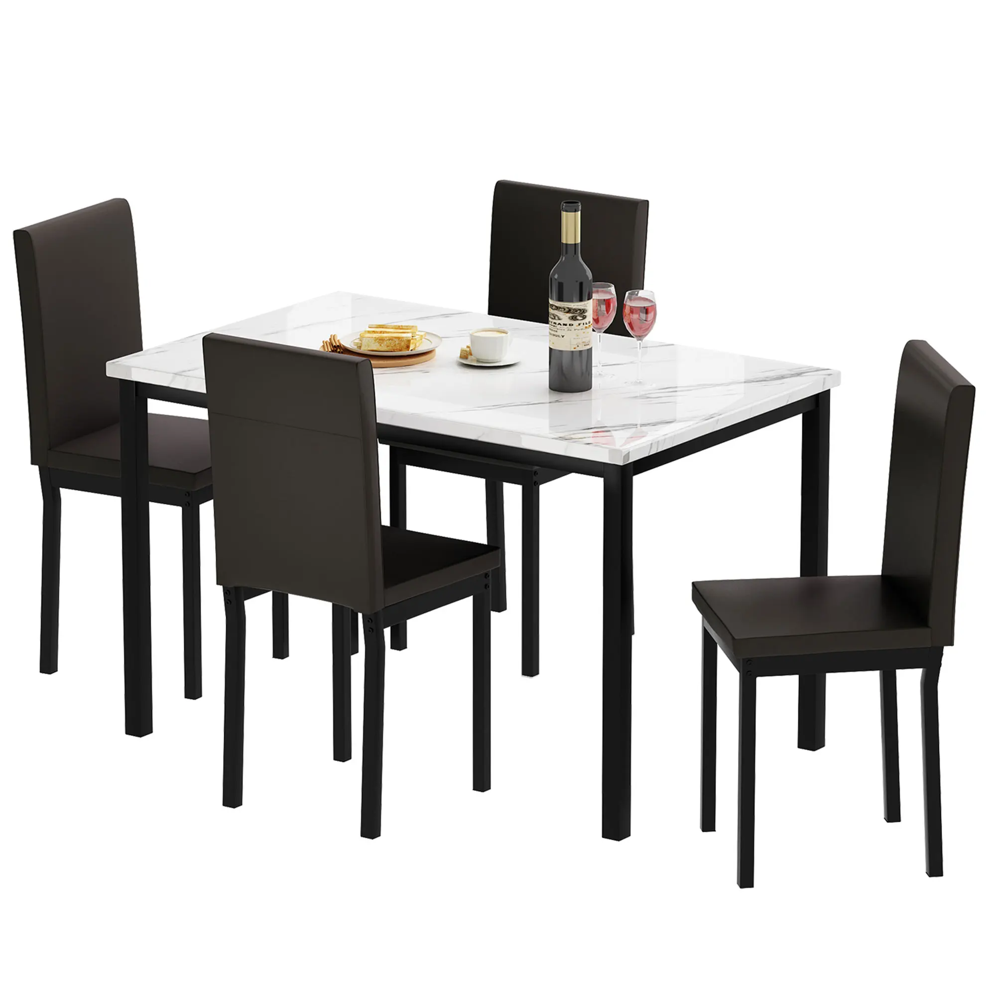 Creative White Marble Dining Table Set 4 Chairs 1 Table Buy Marble