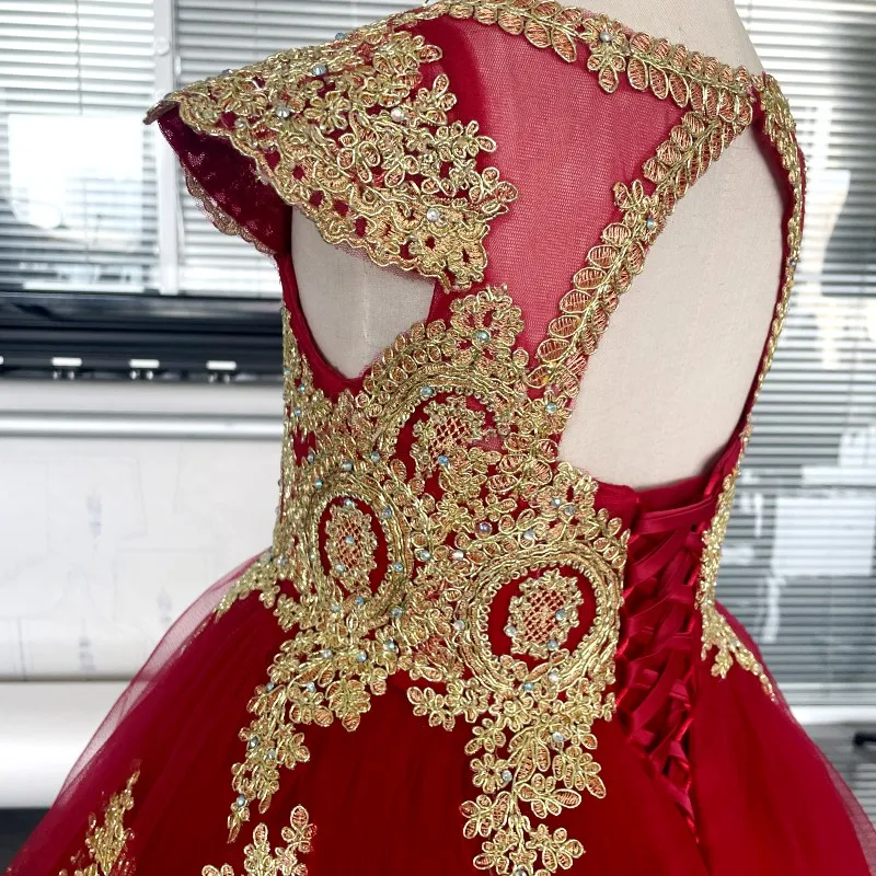 Lace Wedding Dress With Red Flowers Gothic Black And Red A-Line