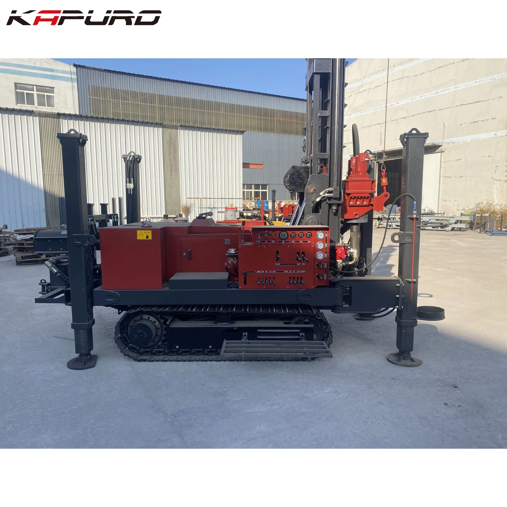 Kapuro KP-260 New Automatic Diesel Engine 260m Hydraulic Steel Core Rotary Drilling Rig with Pump Mounted Crawler for Water Well