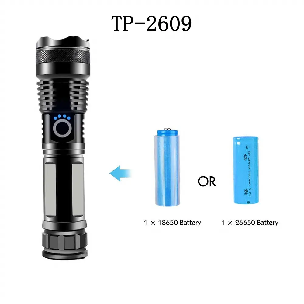 2000LM XHP70 LED USB Rechargeable Torches Super Bright Telescopic Zoom  Waterproof High Power Flashlight for Outdoor Sports