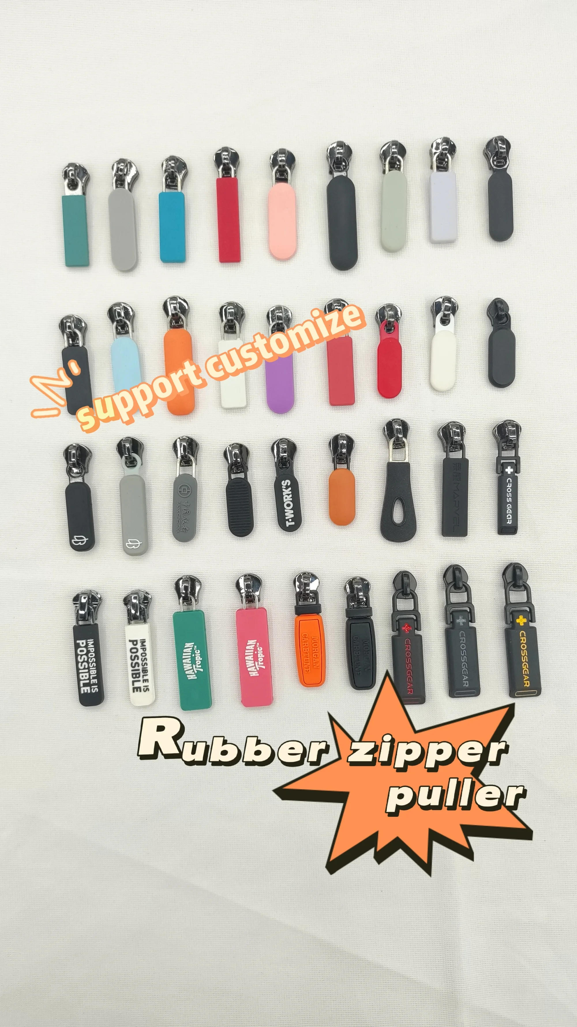 Custom Silicone Rubber Pvc Soft Adhesive Zipper Head Luggage Rubber