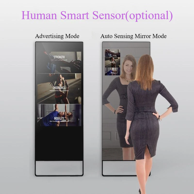 Floor Standing Mounted Sport Mirror Customized Home Gym Yoga Training