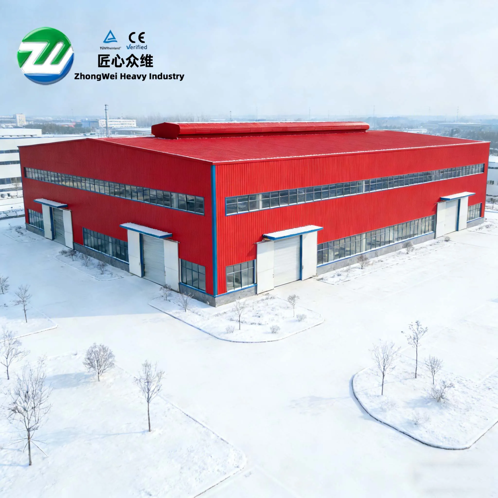 Snadno montovatelný ocelový sklad – předem vyrobená komerční budova pro tovární výrobu