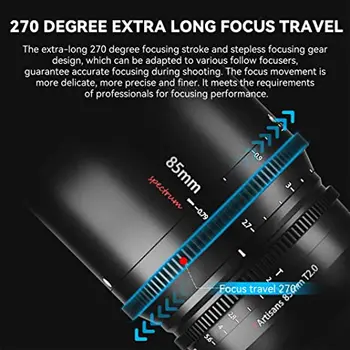 7artisans Photoelectric 85mm T2.0 Spectrum Prime Cine Lens Large Aperture for Lei Ca L Sony E Canon R Nikon Z Mount Cinema Lens product image