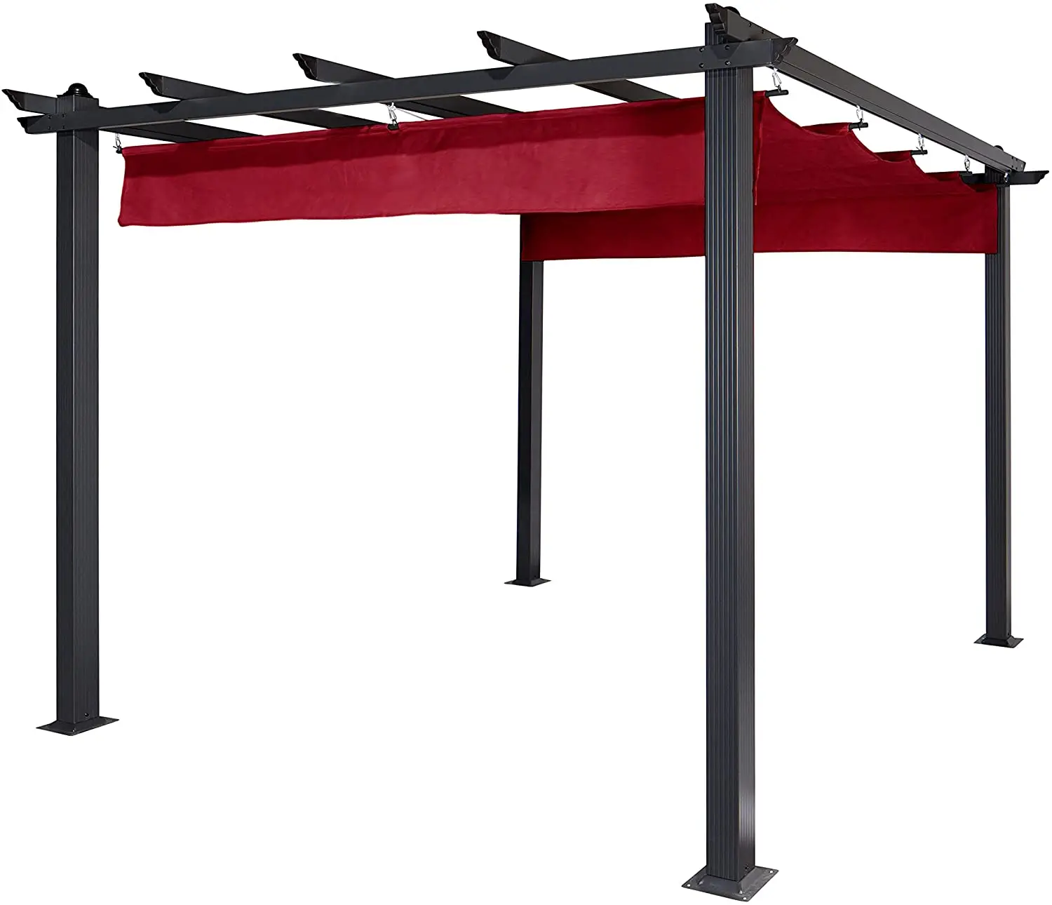 9 X 9 Feet Grape Trellis Aluminum and Steel Frame Louvered Roof Pergola Outdoor Canopy Pool Garden Patio Gazebo