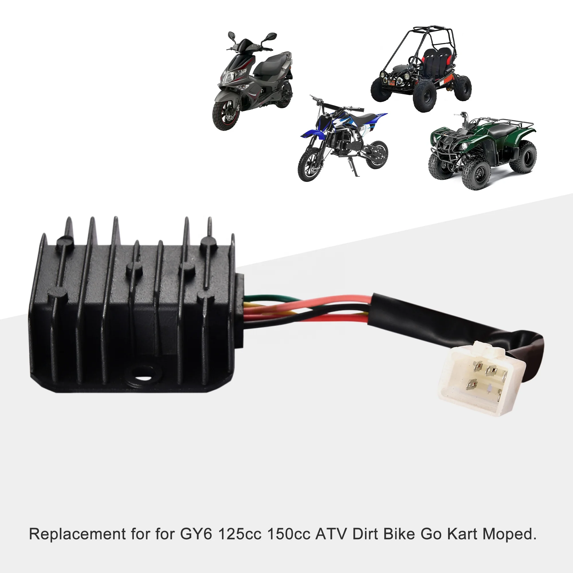 GOOFIT 5 Pin Voltage Regulator Rectifier Replacement for GY6 CG 125cc 150cc 200cc 250cc ATV Dirt Bike Go Kart Moped Scooter