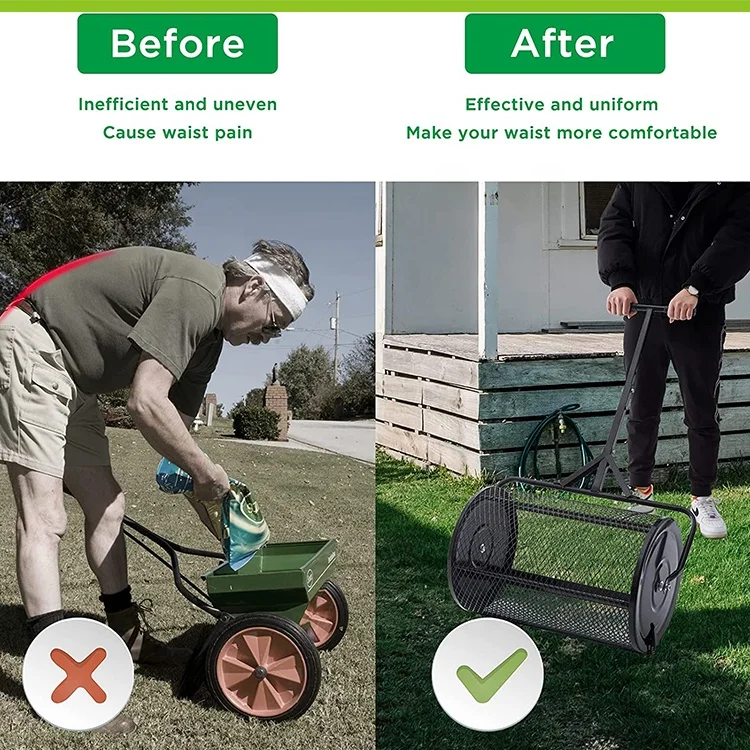 Spreader Roller Lawn Rolling Press Garden Tools Tshaped Hand Plant