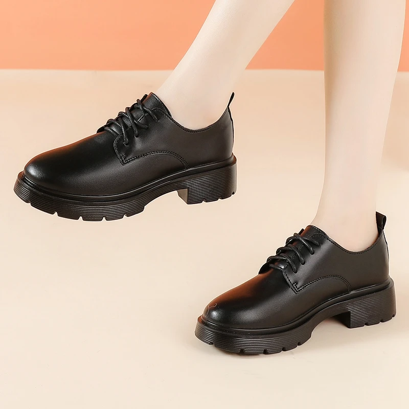Women's Black Dress Shoes Size 35-40 Low Heel Oxford Loafers Versatile  Espadrilles for Summer Winter and Autumn Office Wear