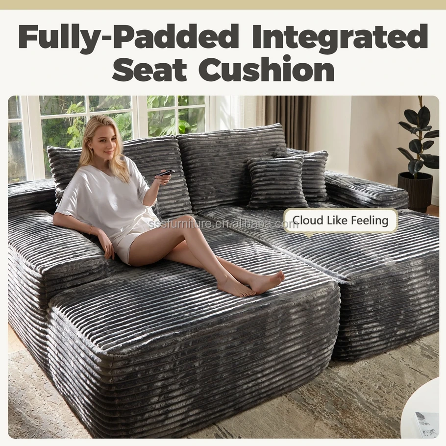 81 Boneless Fabric Sofa Sleeper Couch Fully Padded No Assembly