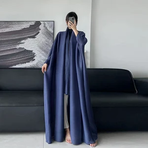 High Quality Women Pleated Fashion Cardigan Summer Plus Size Robe Elegant Traditional Muslim Abaya Arab Middle East Abaya