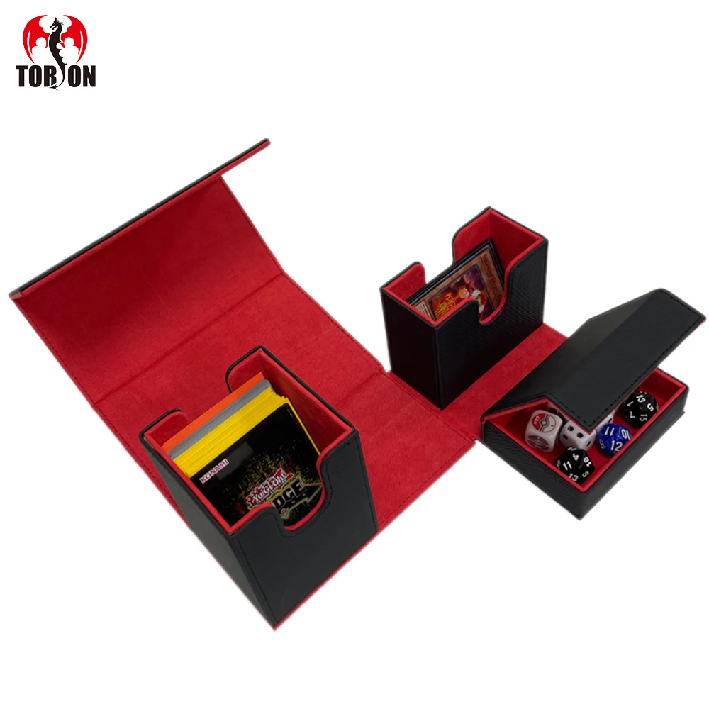 Torson Yugioh Custom PU Leather Deck Box 160+Deck Board Game 100+Trading Card Storage Black Customizable PU Playing Cards Torson Yugioh Custom PU Leather Deck Box 160+Deck Board Game 100+Trading Card Storage Black Customizable PU Playing Cards