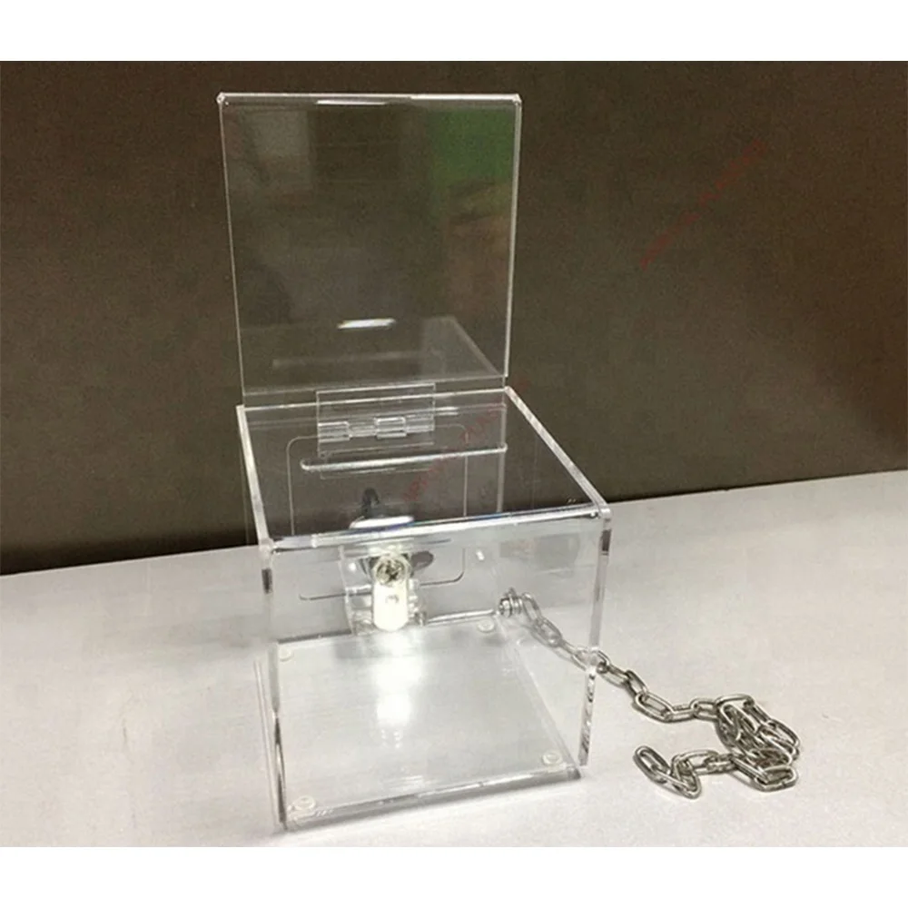 Custom Acrylic Donation Box Suggestion Box Secure Donation Box with Lock Cash Storage Container for Fundraising