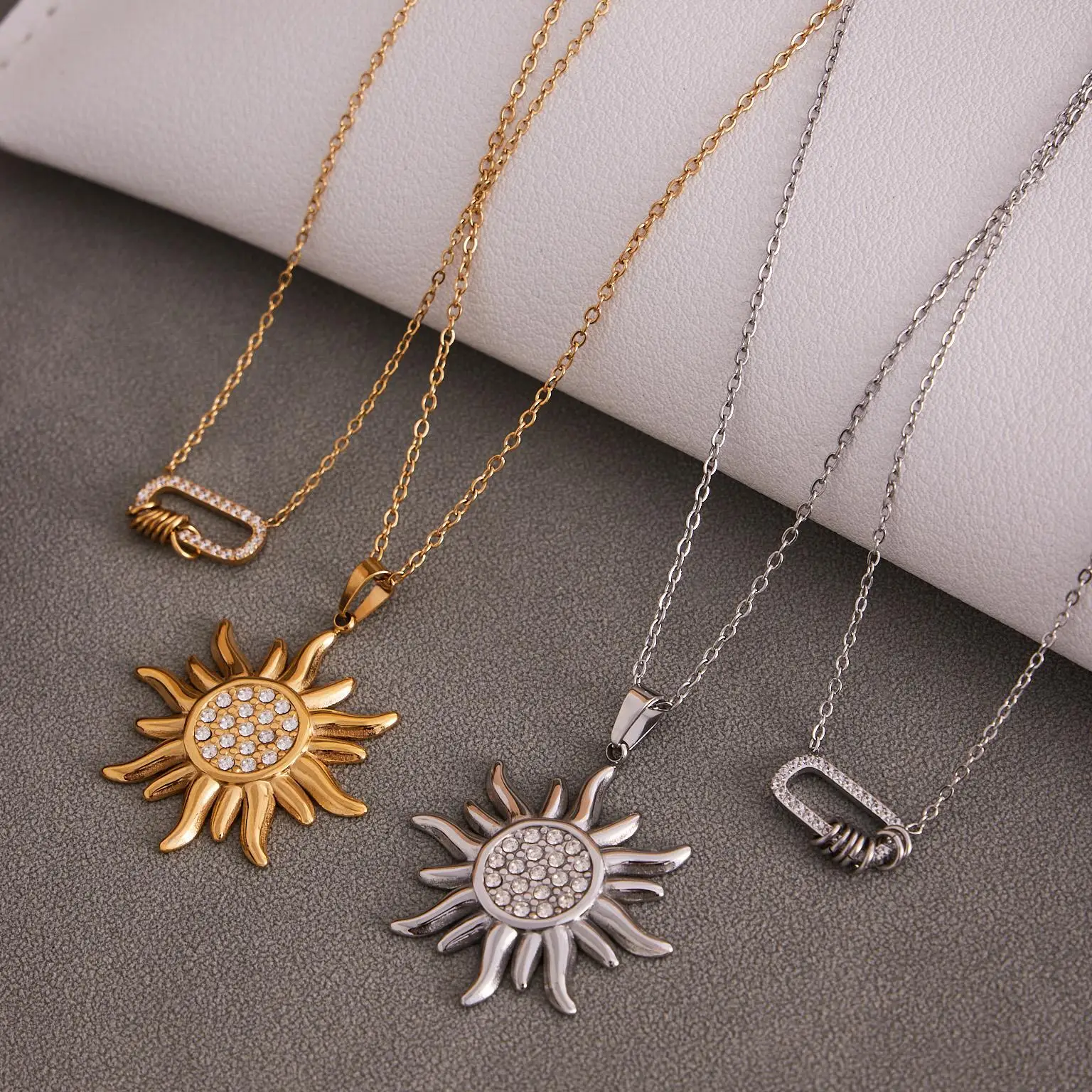 18K Gold Plated Zircon Pendant Necklace