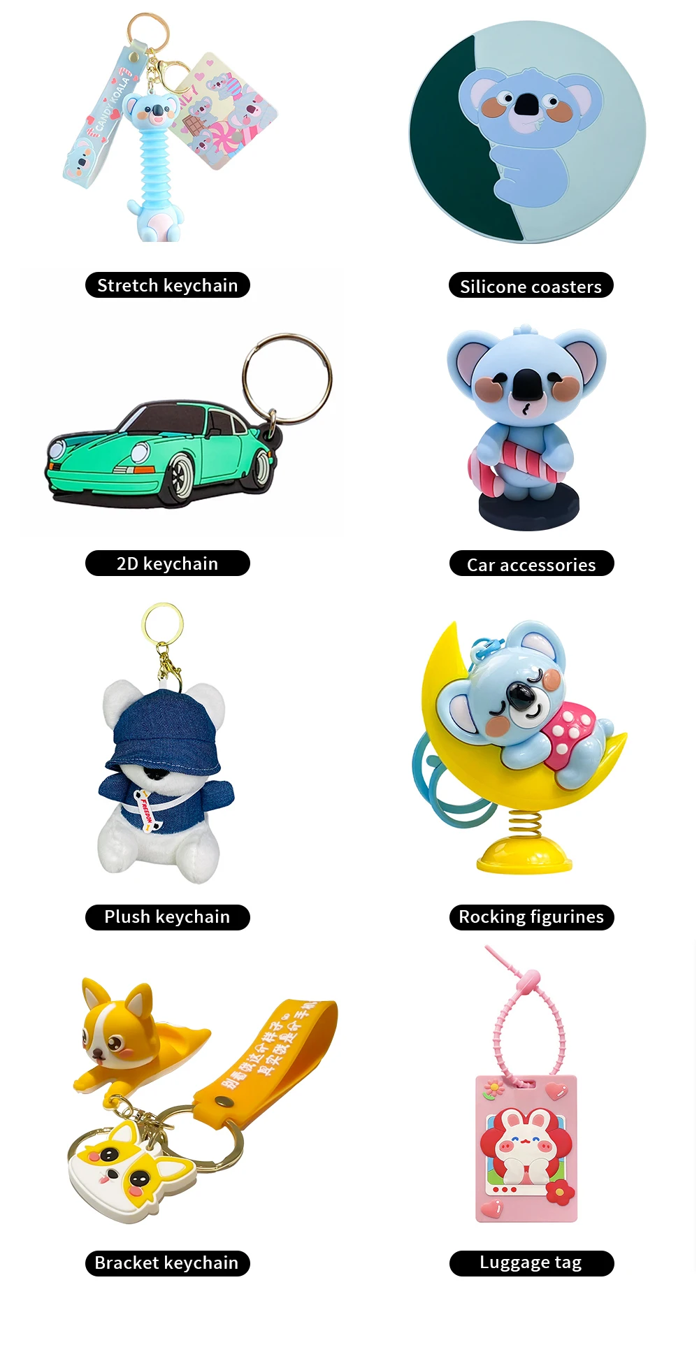 product hot selling 3d uv electroplating cartoon little girl pvc keychain cute plastic bag pendant keychain for car keychain222-68