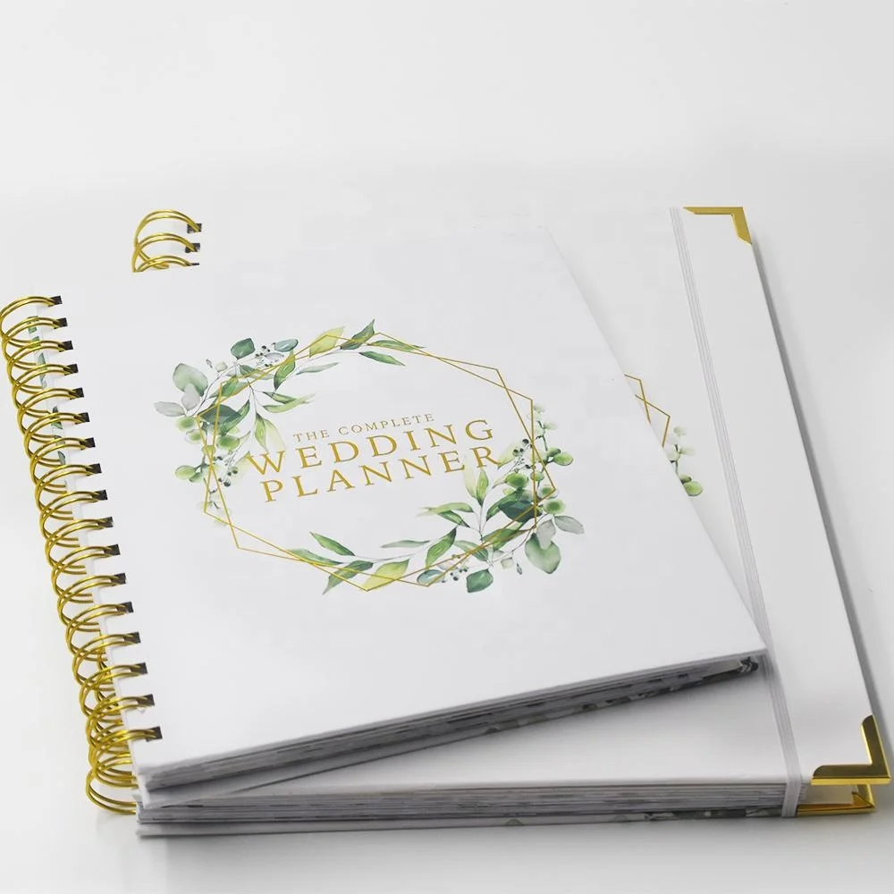 
Индивидуальный Золотой переплет в твердой обложке, Свадебный планировщик/Свадебный планировщик, дневник, органайзер 
