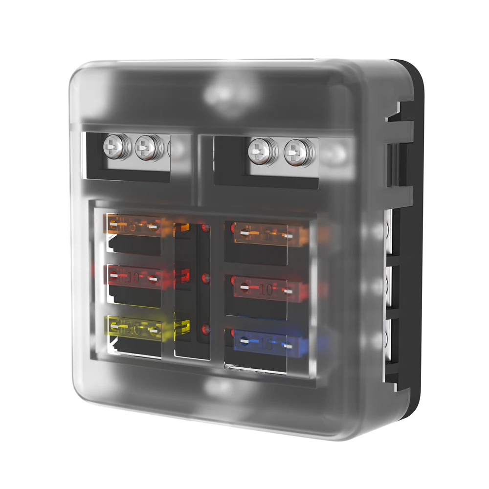 Boîte à Fusibles Gebildet 6 Voies - 32V 40A Avec Fils - Pour Auto, Bateau