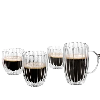 Wholesale Borosilicate double wall Glass Cup with Handle High Temperature Resistant Household Coffee mug Customization
