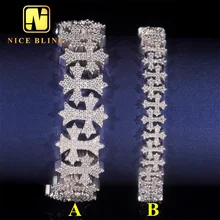 High Quality Hip Hop Style 925 Sterling Silver Iced Out Moissanite Diamond Cuban Link Chain Bracelets