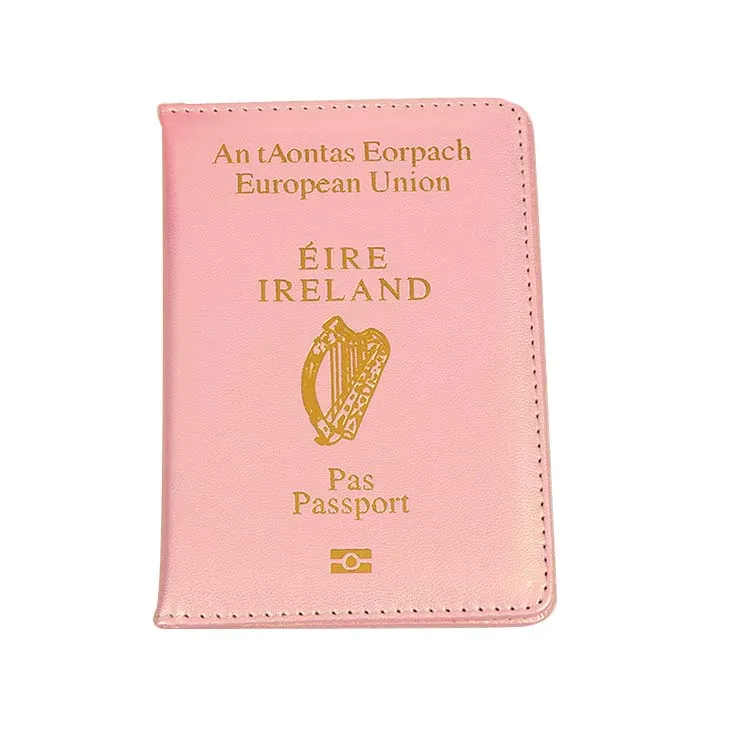 Ireland Passport Holder Cover Customized Multi Colorful Gold Foiled Debossed Passport Case Shiny Cover PU Passport Holder