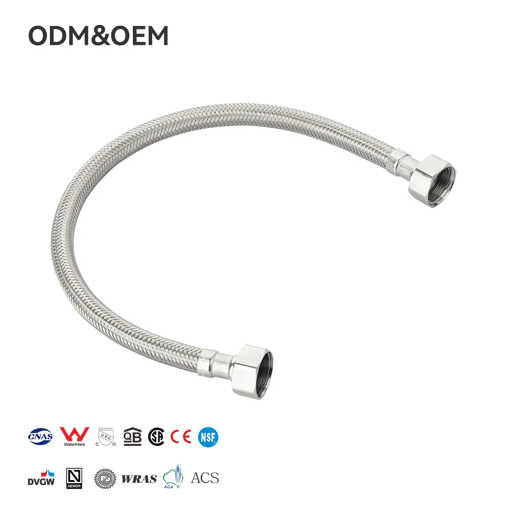 FANSKI in Stock F1/2XF1/2  SUS 304 Braided Flexible Hose Stainless Steel Male Nut Extension Plumbing Hose Faucet Supply Bathroom