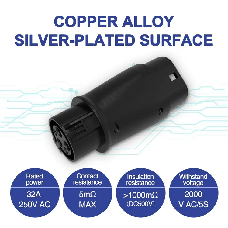 Electric Vehicles Connector Plug Type 1 to Type 2 EV Charging Adapter