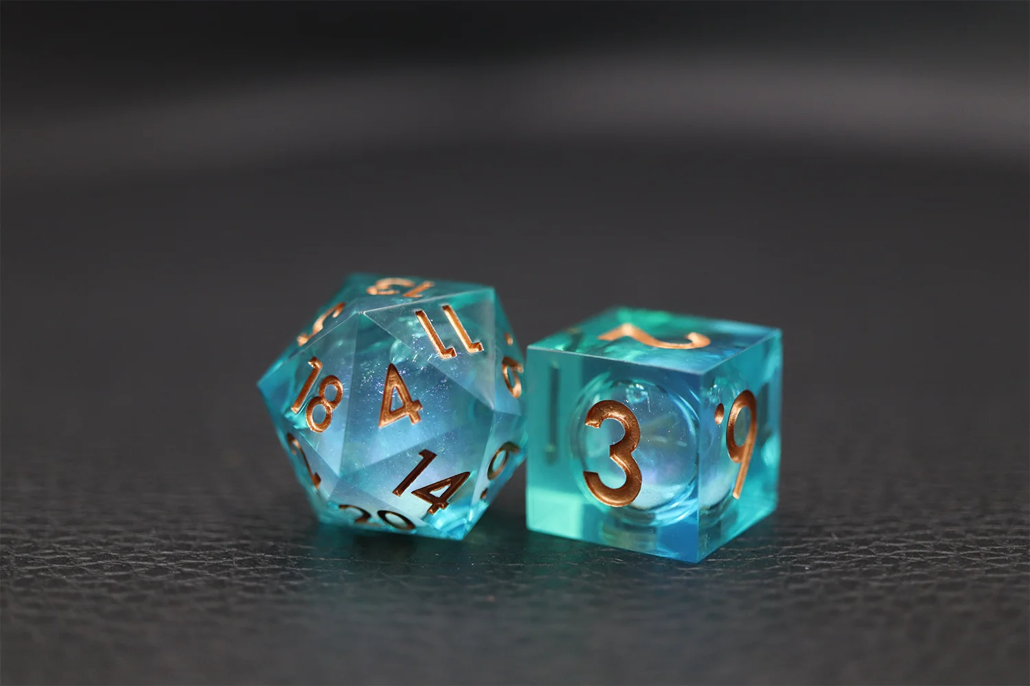 Custom Color Polyhedral DND Dice Set D4-D20 Liquid Core Resin for Roleplaying Games supplier